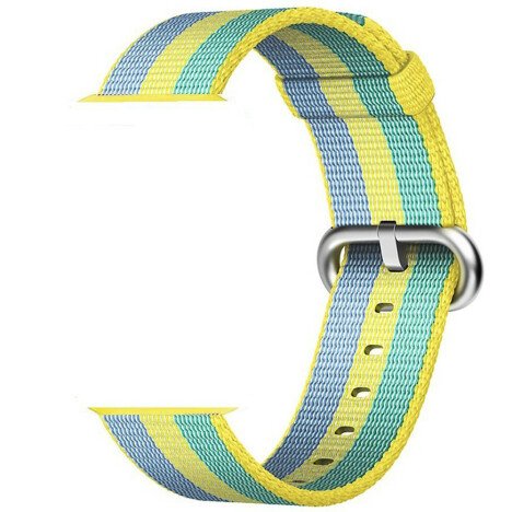 Curea iUni compatibila cu Apple Watch 1/2/3/4/5/6/7, 42mm, Nylon, Woven Strap, Pollen