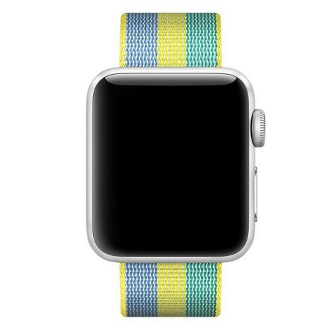 Curea iUni compatibila cu Apple Watch 1/2/3/4/5/6/7, 42mm, Nylon, Woven Strap, Pollen